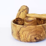 Handmade Olive Wood Nut Cracker Bowl and Mallet Set
