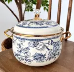 Blue Bird Enamel Pot with Crystal Handle - 20cm Vintage Cookware