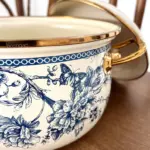 Blue Bird Enamel Pot with Crystal Handle - 20cm Vintage Cookware - Image 2