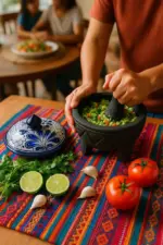Handmade Volcanic Stone Molcajete – 8” Mexican Mortar & Pestle with Talavera Lid and Spoon | Authentic Guacamole Bowl | Artisan Kitchenware - Image 3