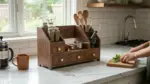 Wooden Kitchen Countertop Organizer Stand with Drawers - Image 3